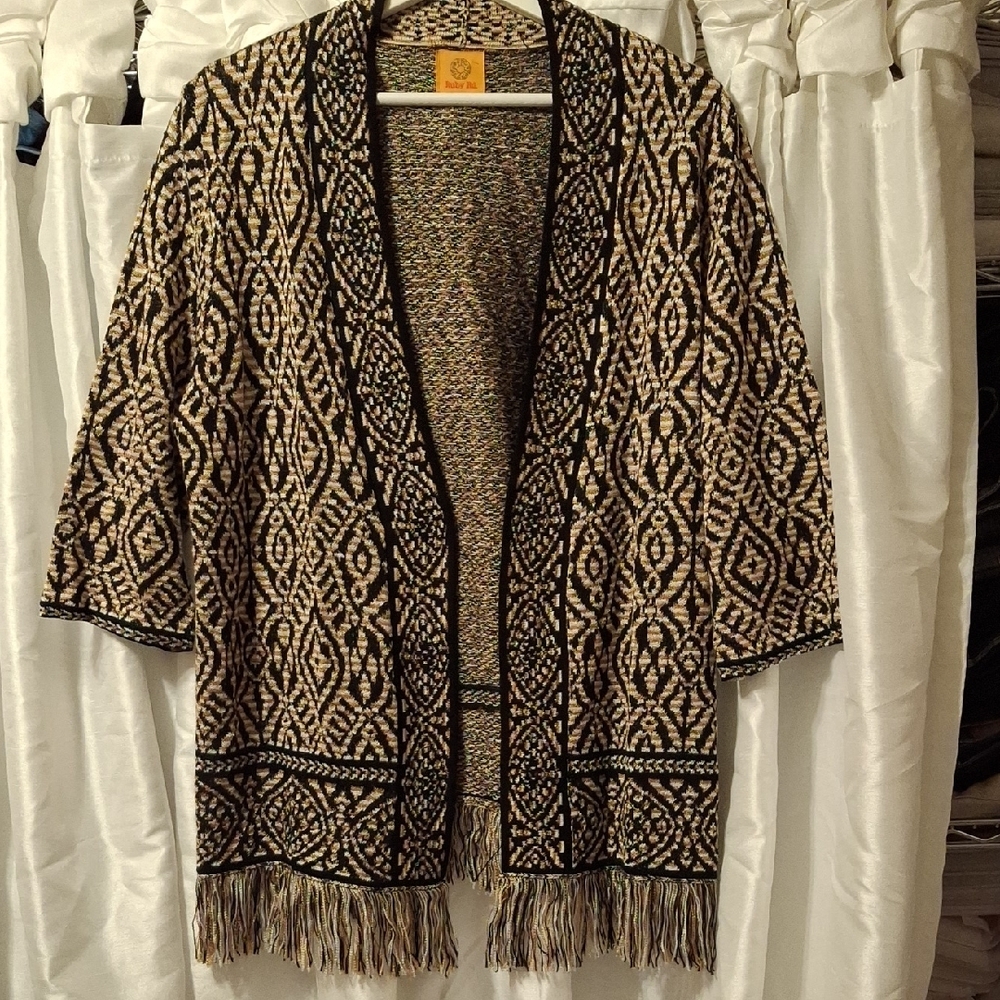 Ruby Rd. Patterned Fringe Cardigan OS 💖💖💖💝 - Picture 1 of 9